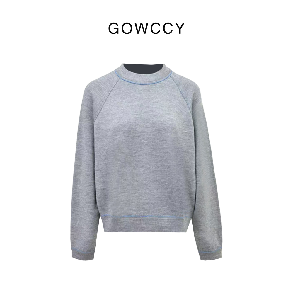 GOWCCY 扬子纱可机洗羊毛长袖插肩长袖套头衫